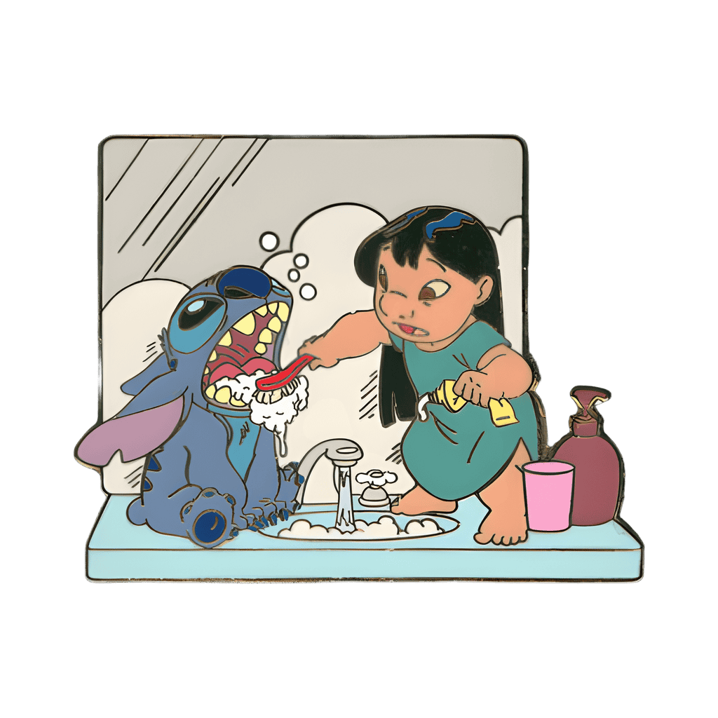 Lilo Brushing Stitch’s Teeth Disney pin