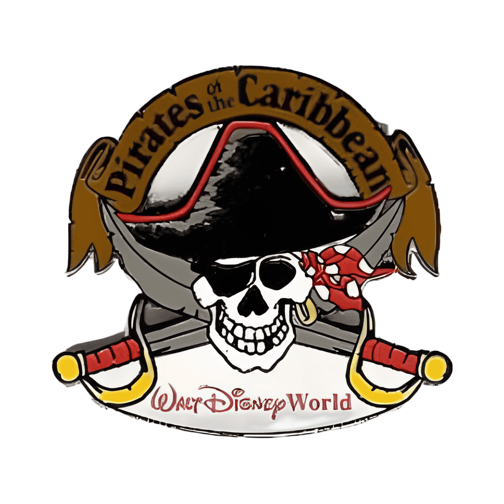 Pirates of the Caribbean (Brown banner, yellow earring and sword hilts) Disney pin