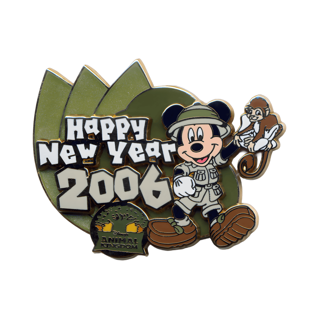 Happy New Year 2006 - Animal Kingdom - Mickey Mouse Holding A Monkey Disney pin