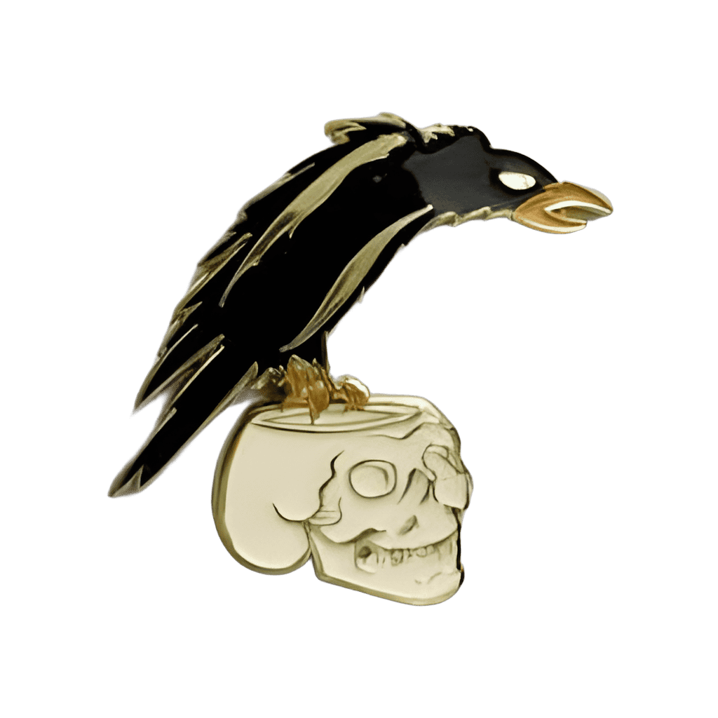 Evil Queen's Raven perched on skull (Silver) Disney pin