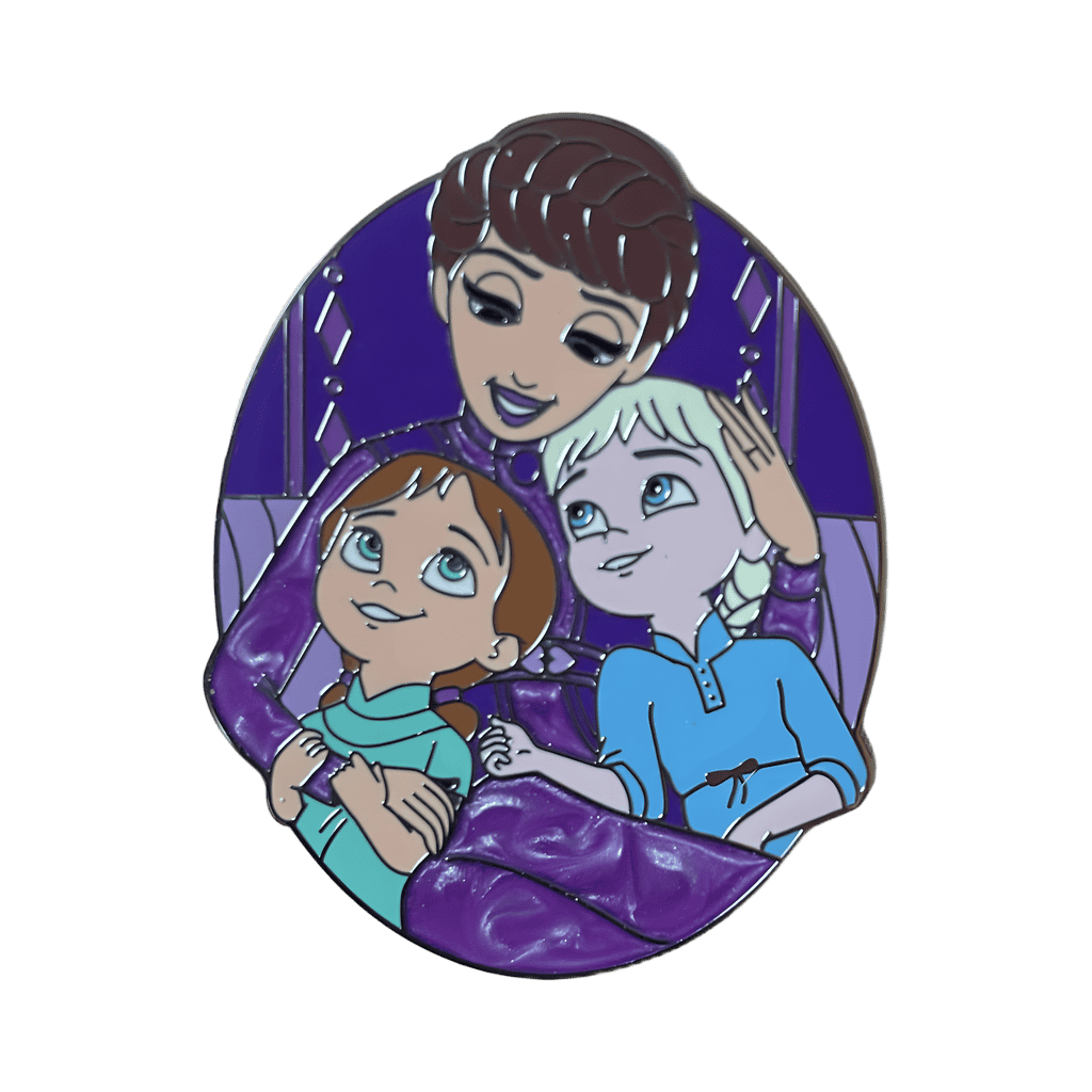 Young Anna and Elsa with Mom Queen Iduna Disney pin