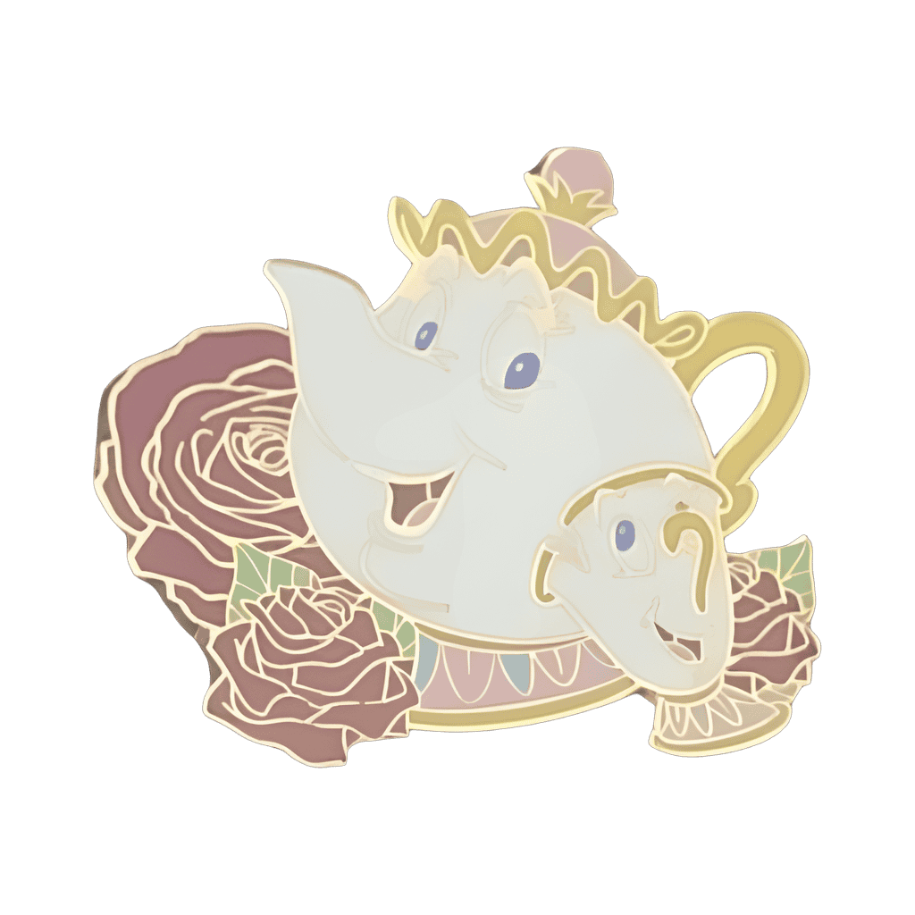 Mrs. Potts and Chip with red roses Disney pin