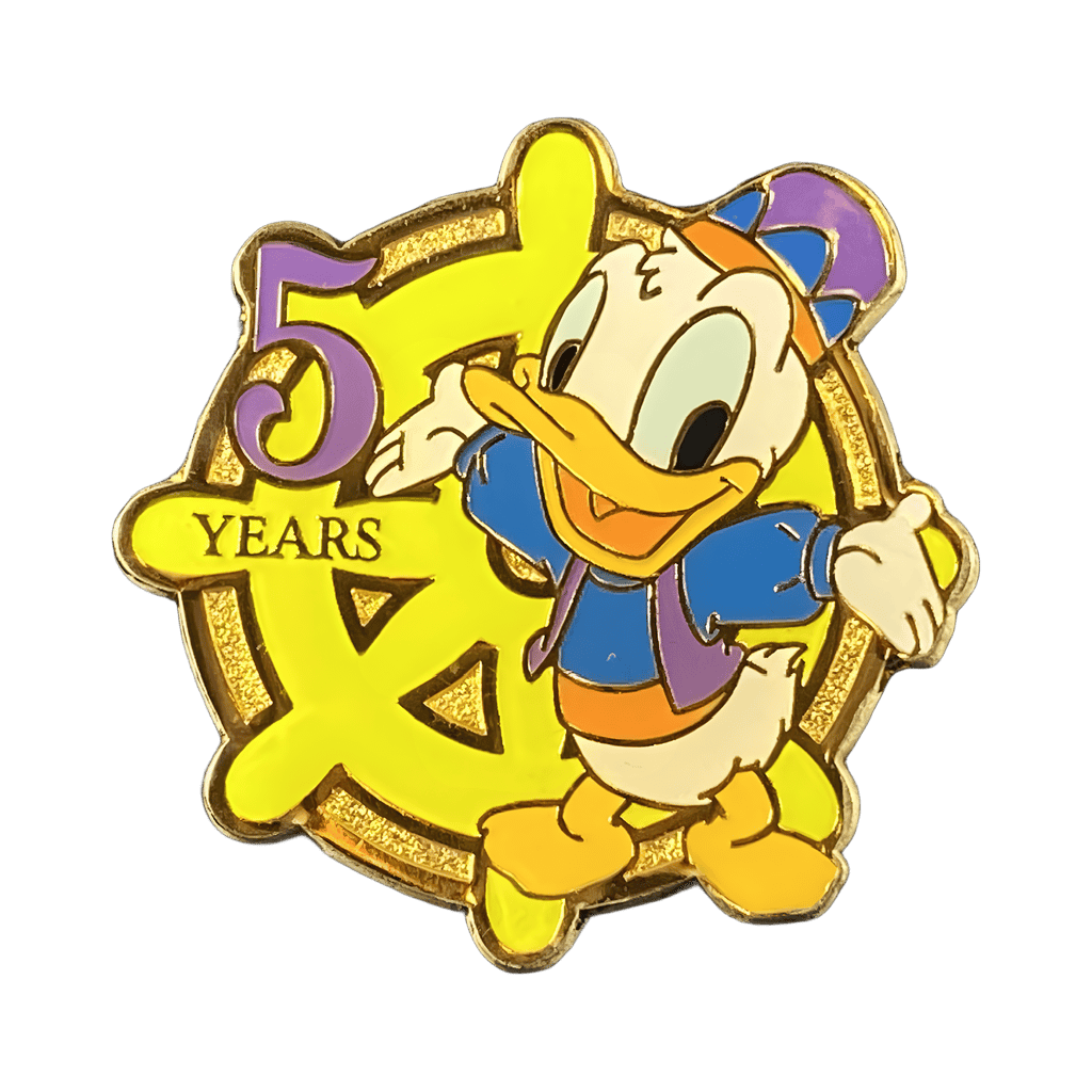 5th Anniversary - Ship Steering Wheel - Donald Disney pin