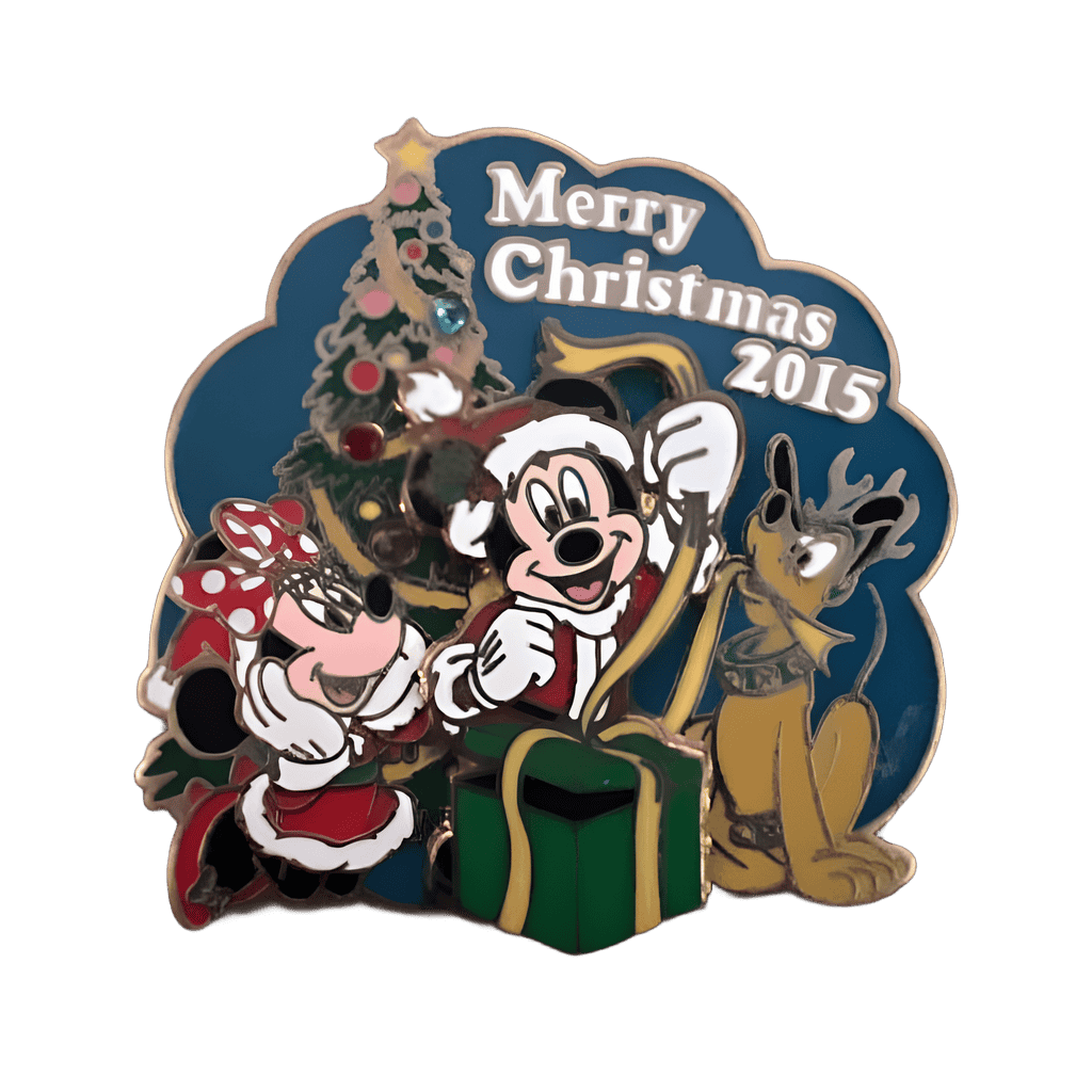 Merry Christmas 2015 - Mickey, Minnie & Pluto with present Disney pin