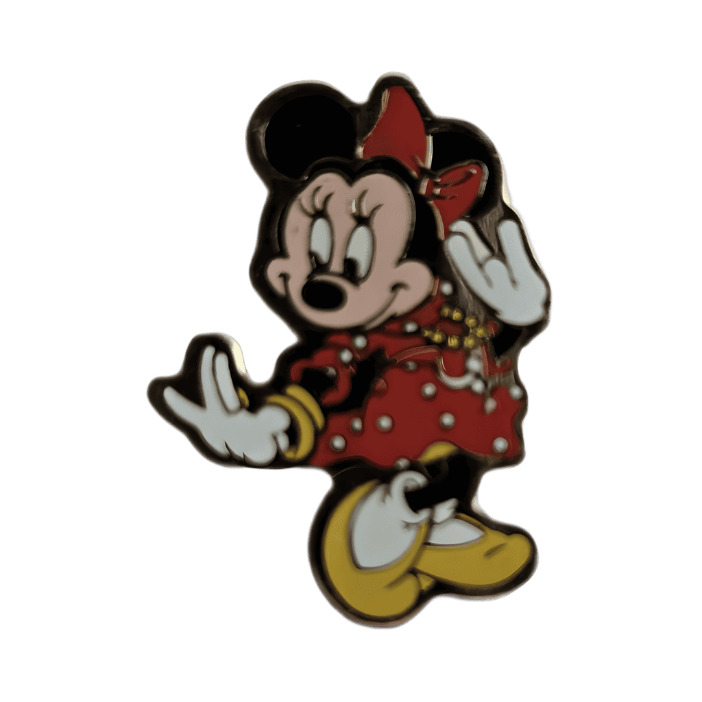 Vintage Minnie looking at her ring Disney pin