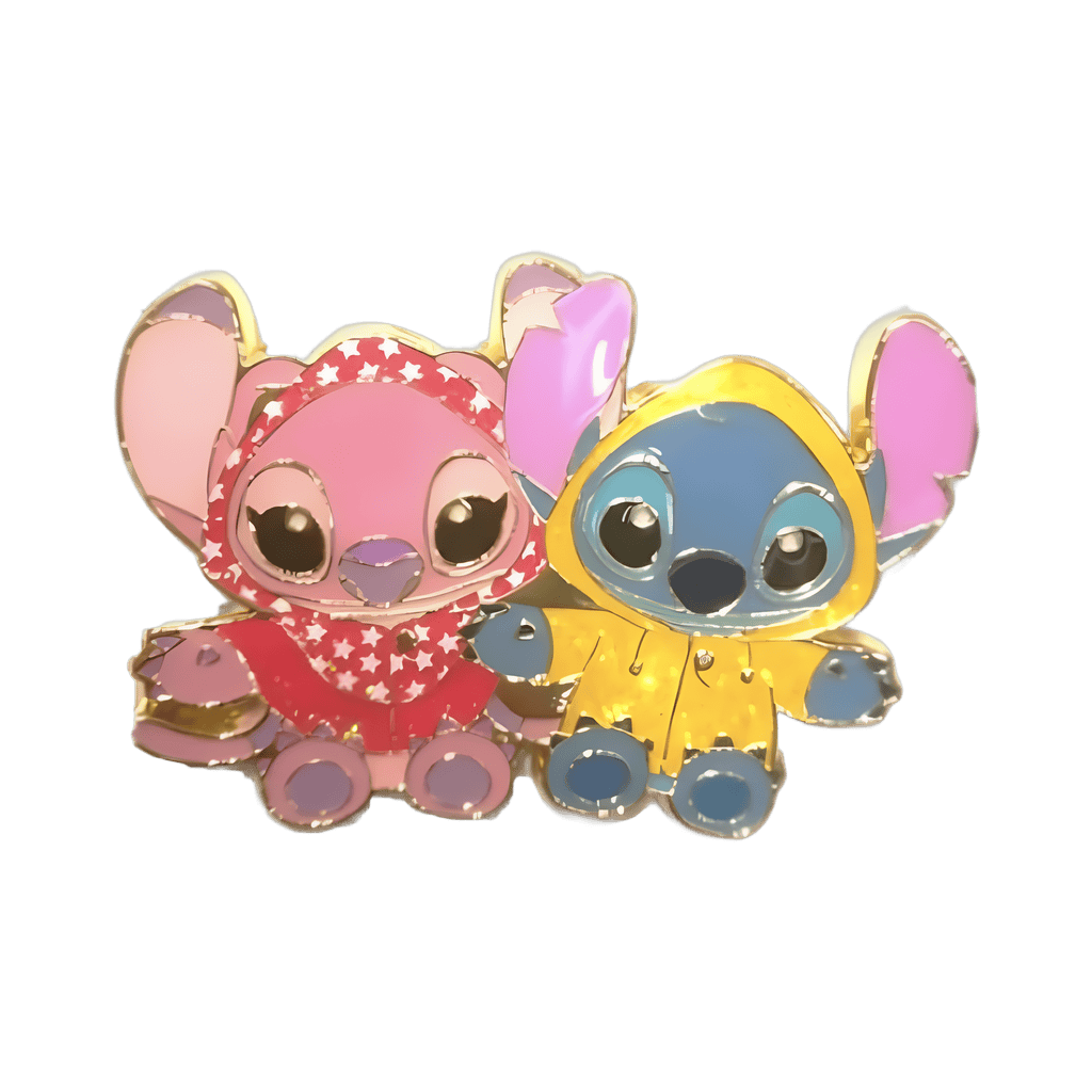 Stitch and Angel in Raincoats Disney pin