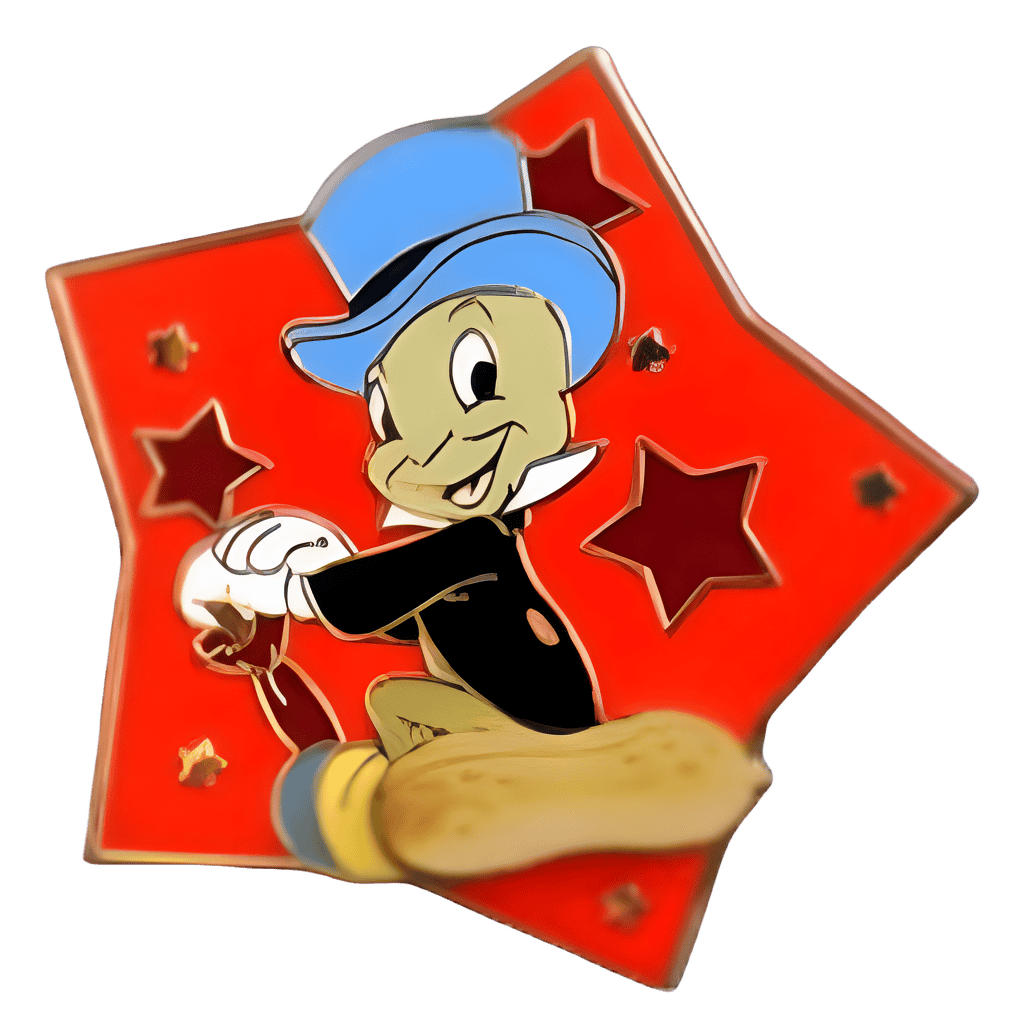 Jiminy Cricket Sitting on Peanut on Red Star Disney pin