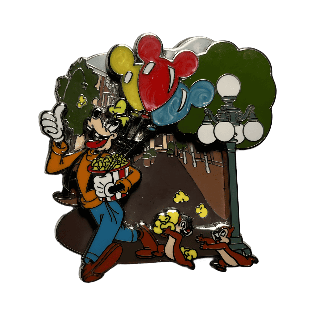 Goofy, Chip, and Dale with Balloons and Popcorn Disney pin