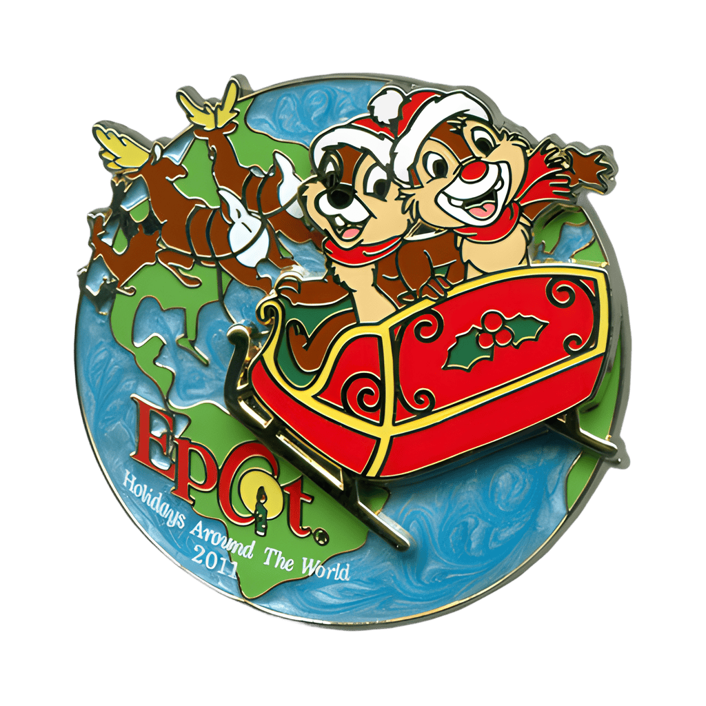 Chip and Dale in Santa's Sleigh Disney pin