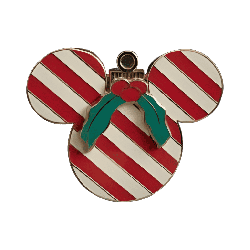 Candy Cane Mickey Icon Ornament with Holly Disney pin