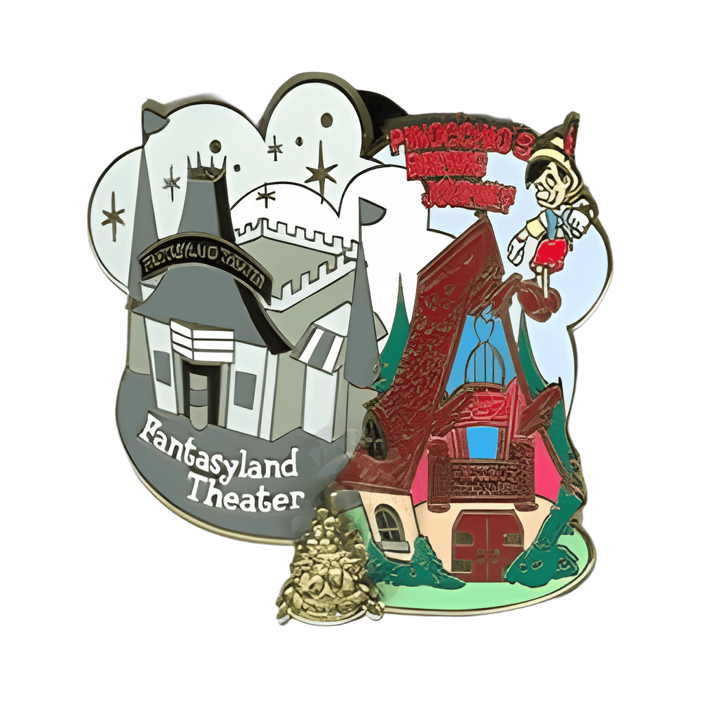 Then and Now - Fantasyland Theatre / Pinocchio’s Daring Journey Disney pin