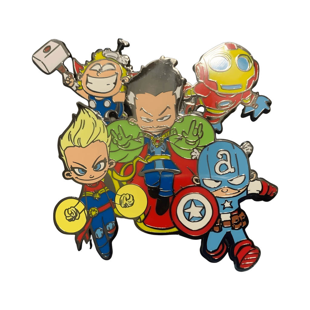 Thor, Doctor Strange, Iron Man, Captain Marvel, and Captain America Disney pin