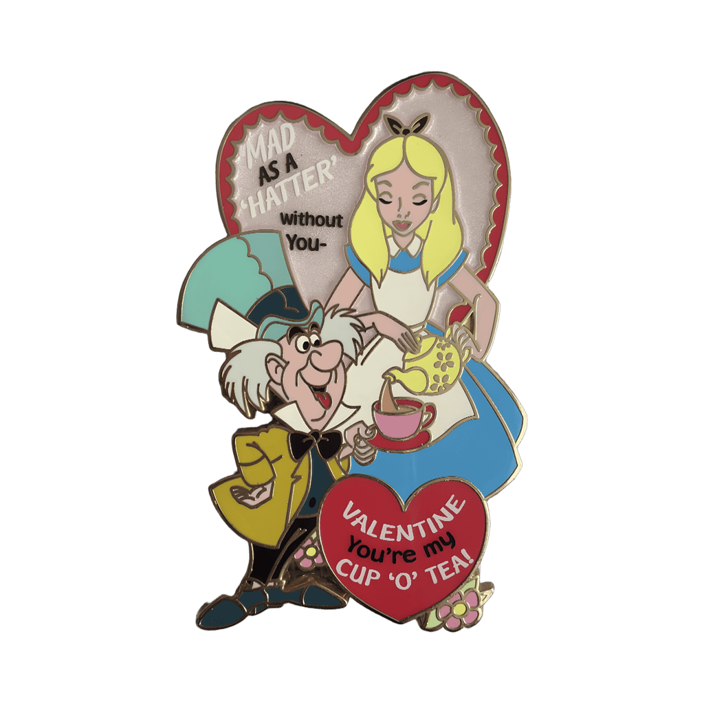 Alice and Mad Hatter Valentines Day Disney pin