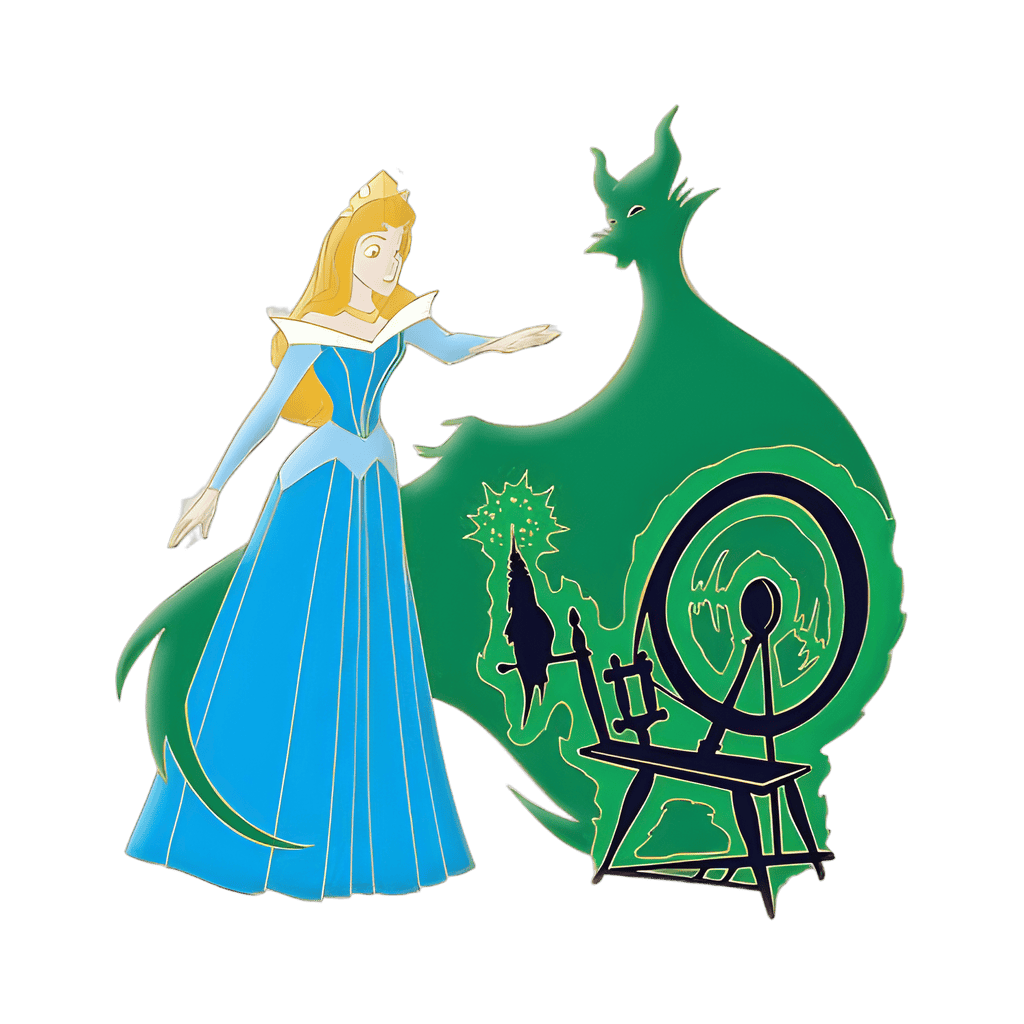 Aurora and Maleficent at the Spinning Wheel Disney pin