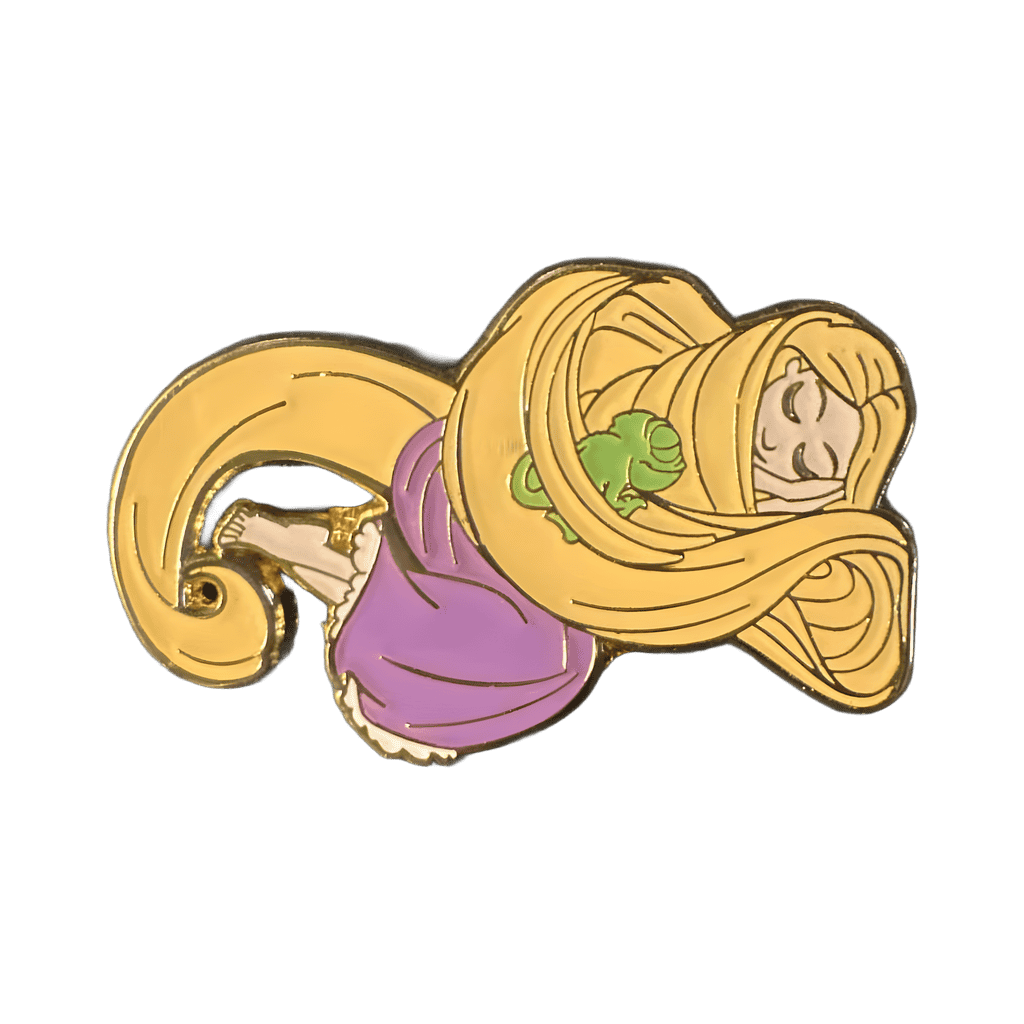 Rapunzel sleeping with Pascal Disney pin