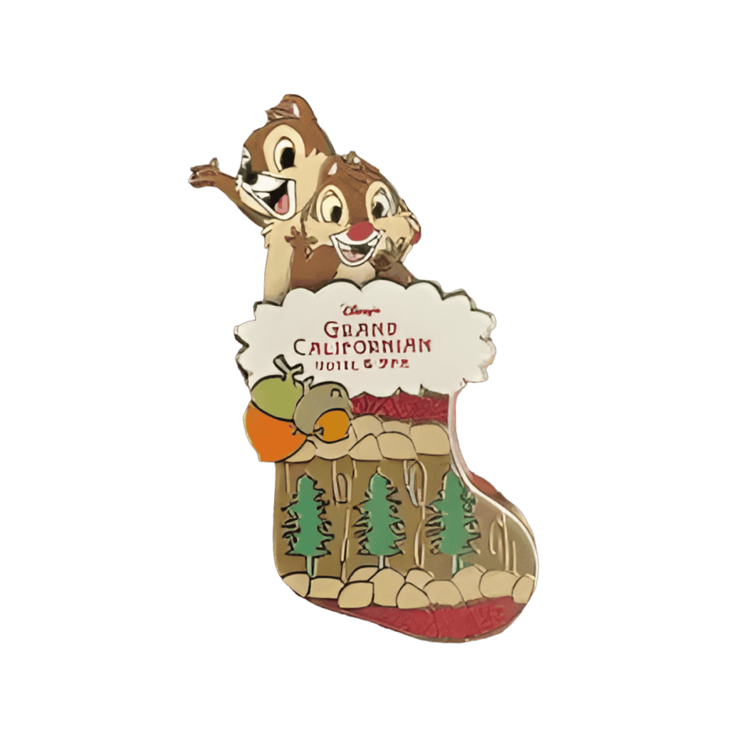 Grand Californian Hotel & Spa Christmas Stocking - Chip and Dale Disney pin