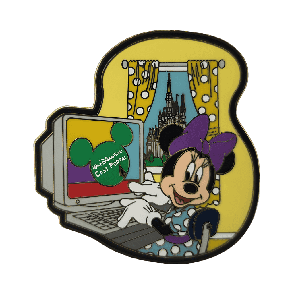 Minnie Using Cast Portal on Computer Disney pin