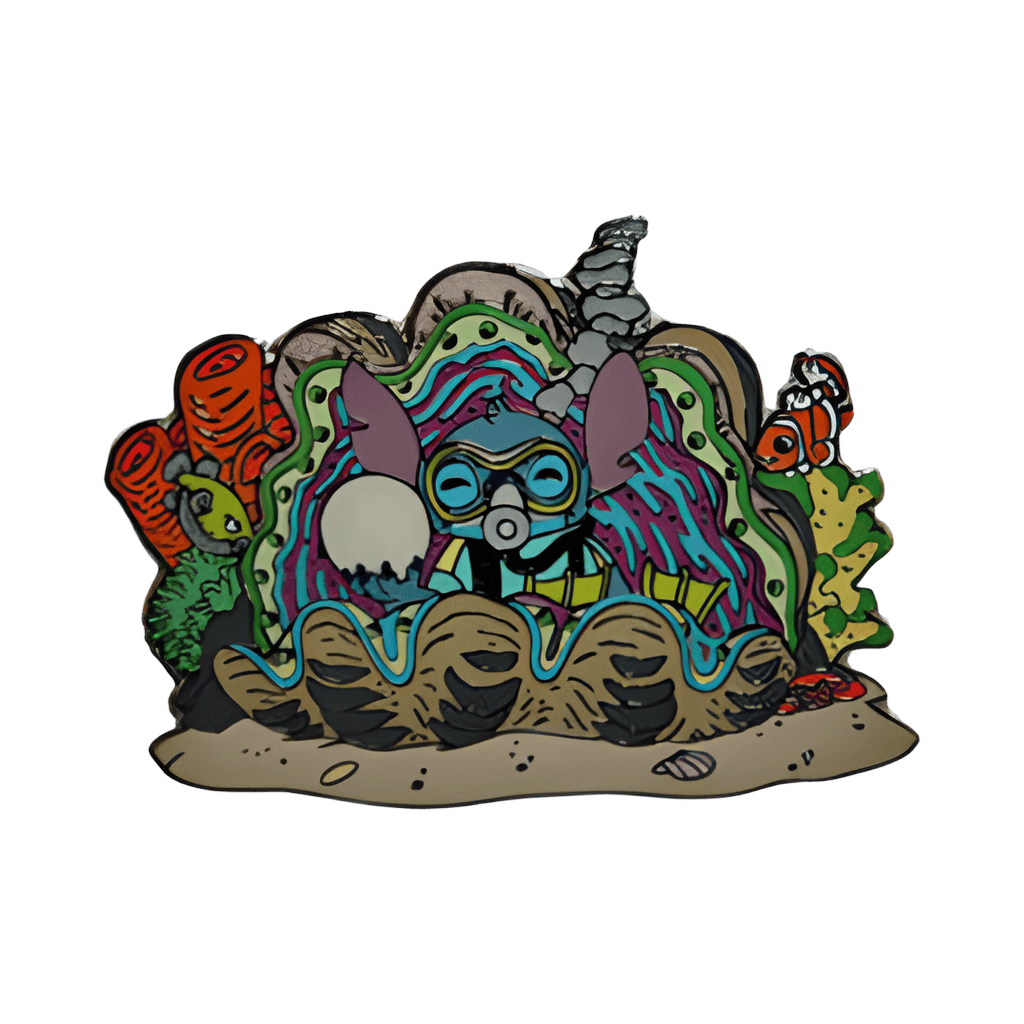 Stitch with Giant Oyster Disney pin