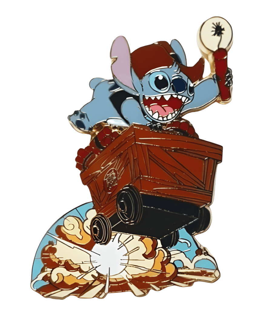 Stitch with Dynamite in Mining Cart Disney pin
