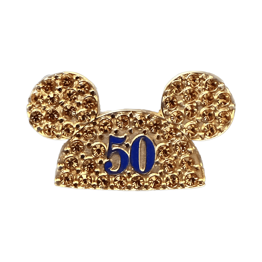 50th Anniversary Gold Jeweled Mickey Ears (WDW version) Disney pin