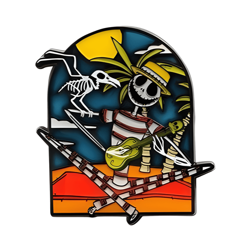 Jack Skellington in Bathing Suit with Ukulele and Skeleton Parrot Disney pin