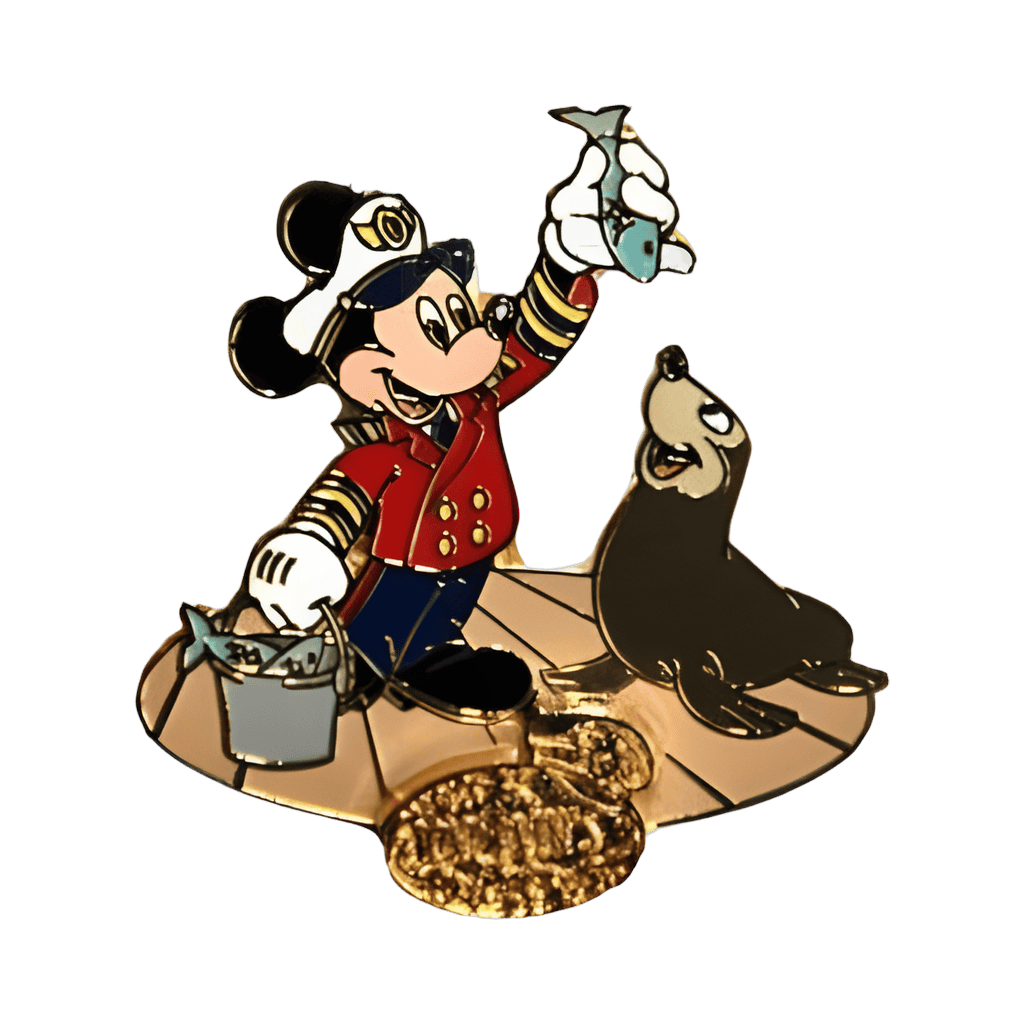 Captain Mickey feeding a seal Disney pin