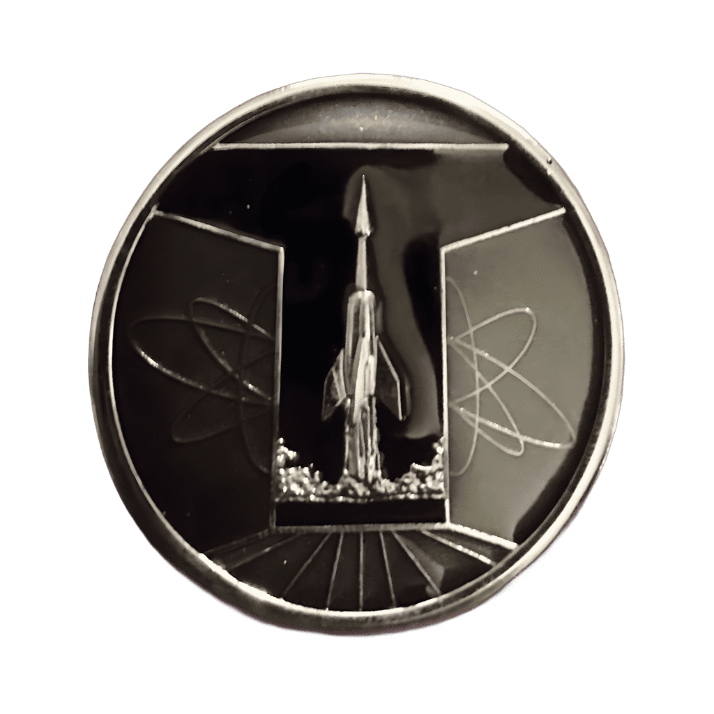 Tomorrowland Retro Logo - Black and White Rocket Disney pin