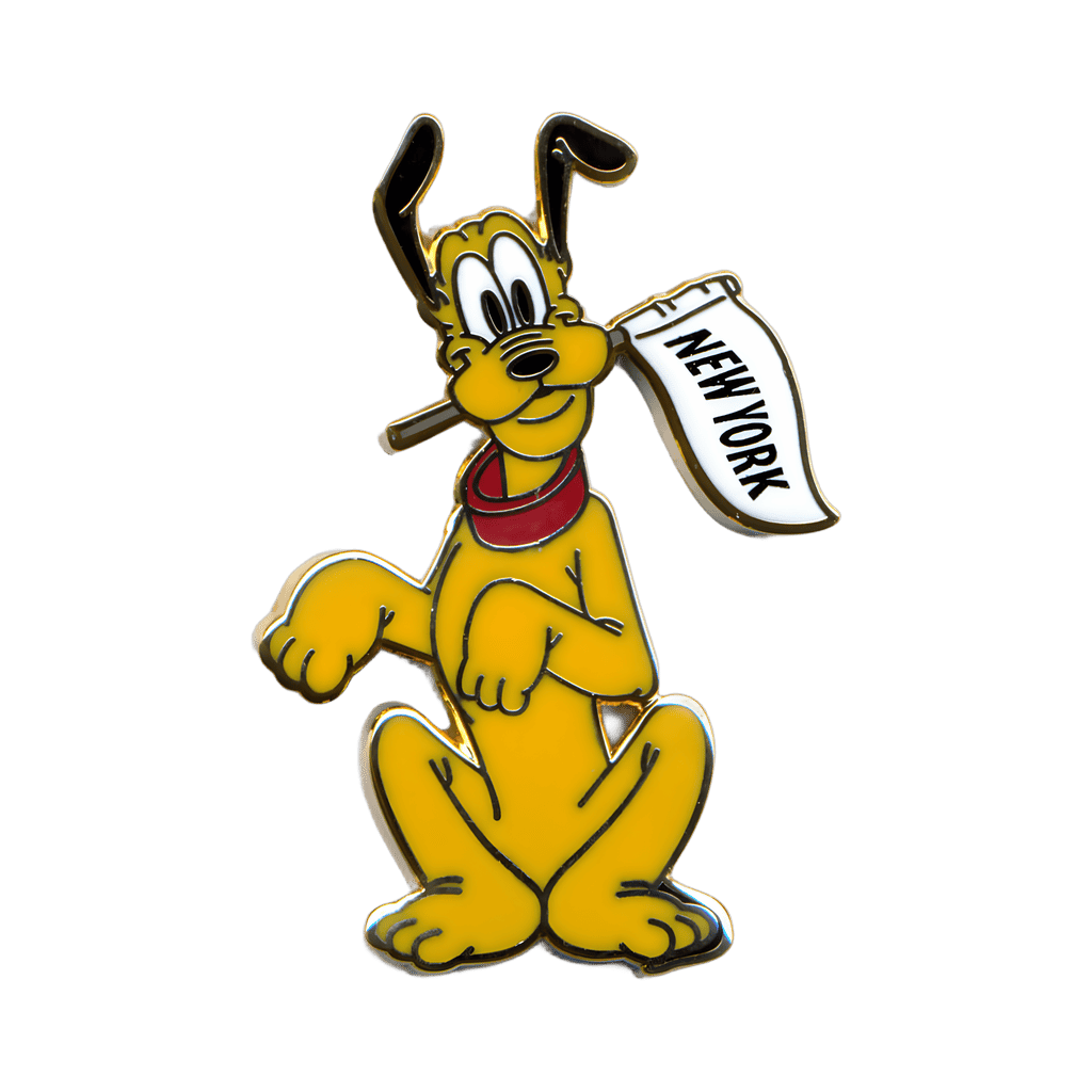 Pluto holding a New ork Pendant in his Mouth Disney pin