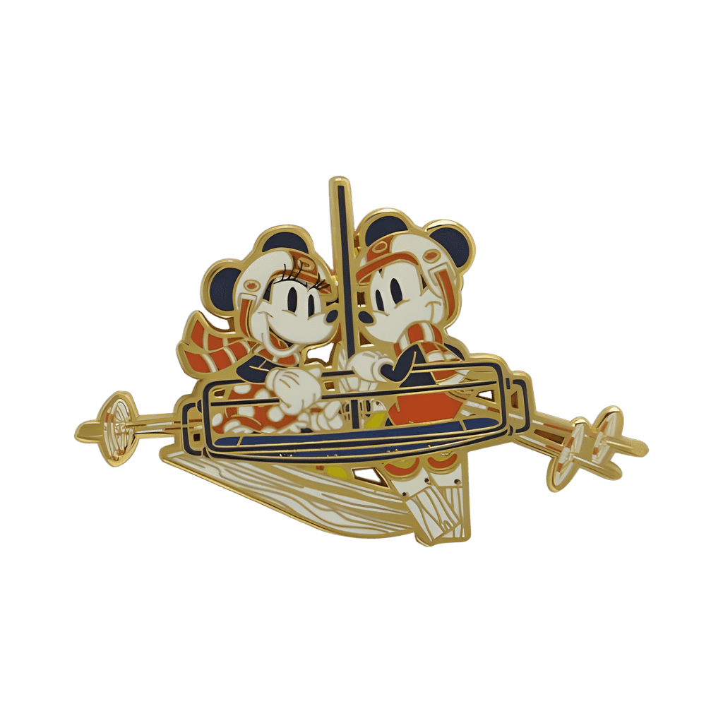 Mickey and Minnie Skiing on Chairlift Disney pin
