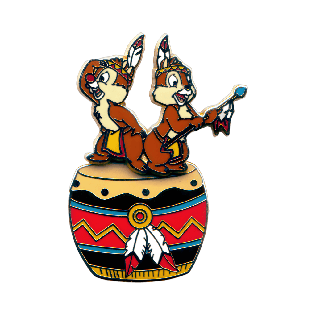 Chip & Dale atop a Native American Drum Disney pin