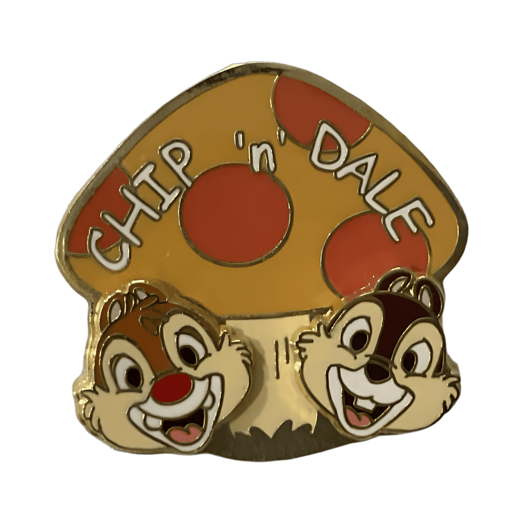 Chip and Dale with Names on Mushroom Disney pin