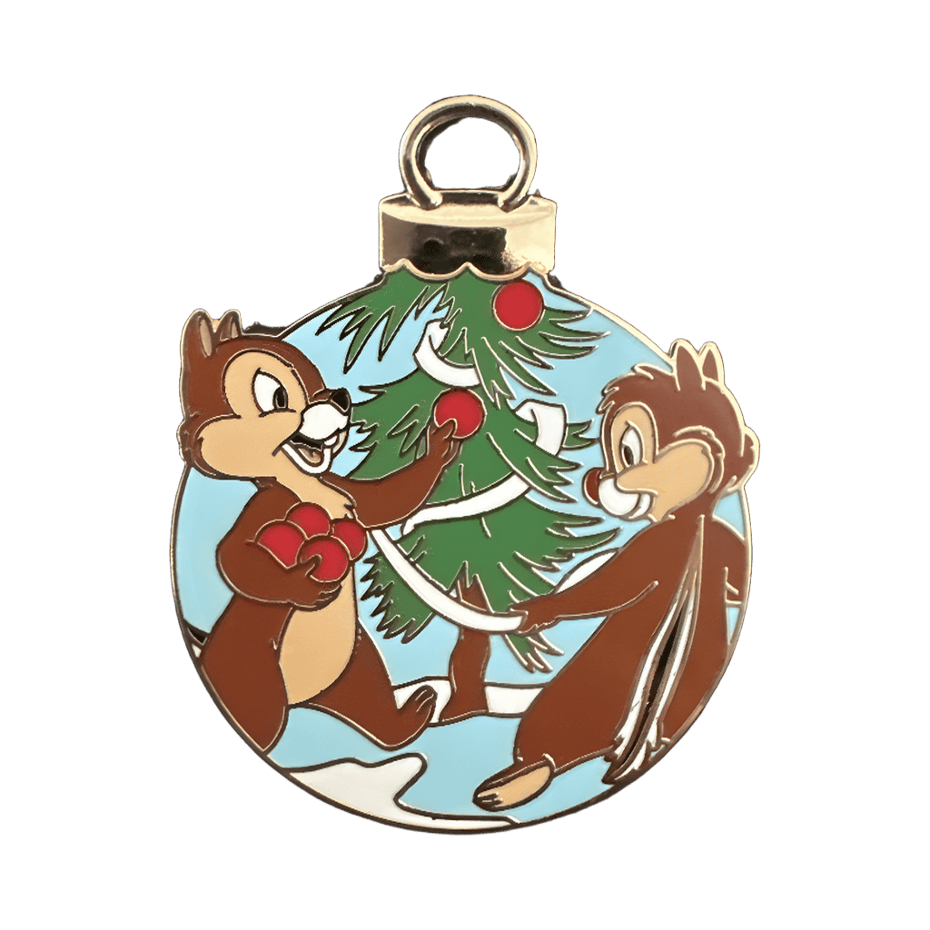 Chip and Dale with red ornaments Disney pin