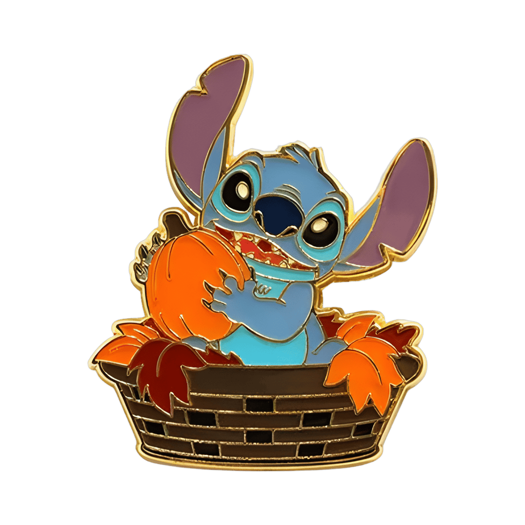 Stitch in a fall basket Disney pin