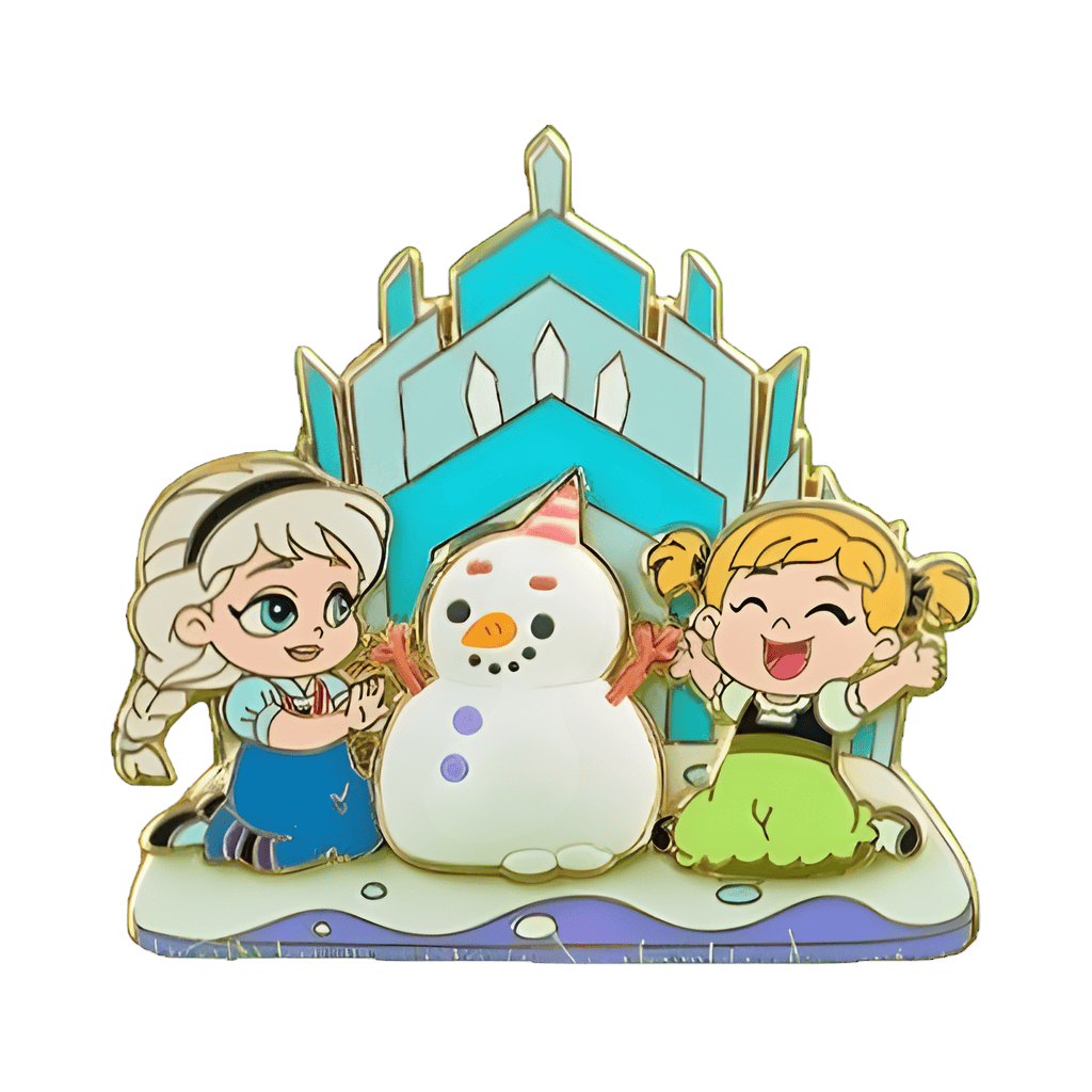 Young Elsa and Anna Building Free-D Snowman Disney pin