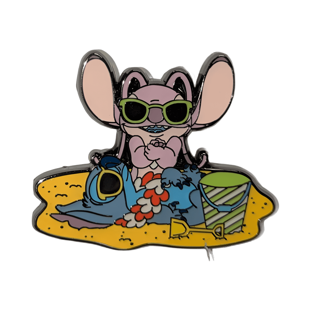 Putting on Sun Block Disney pin