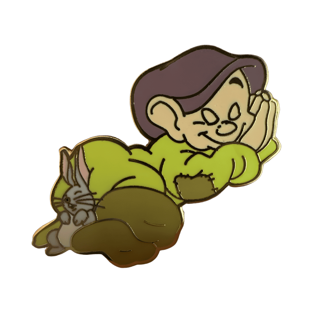 Dopey Sleeping with Gray Rabbit Disney pin