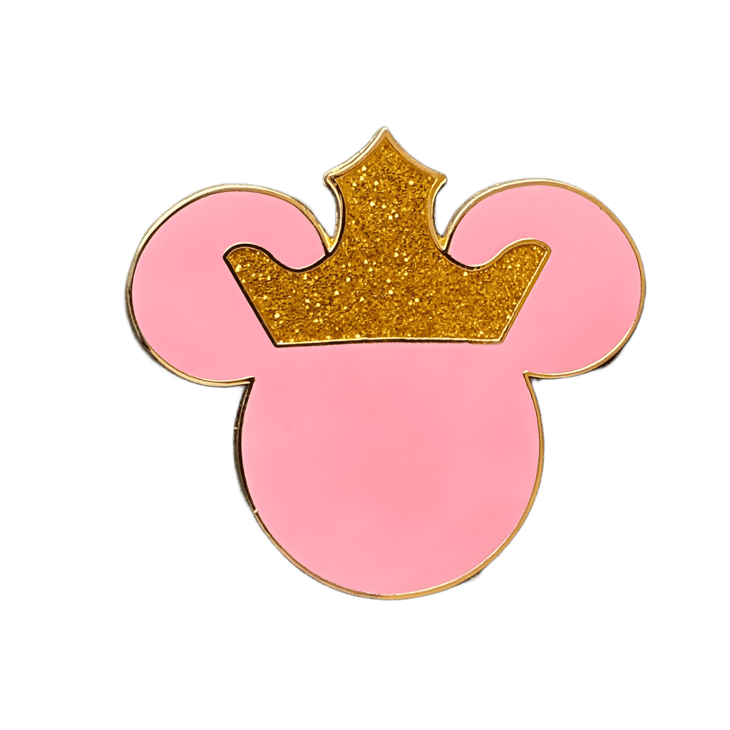 Pink Minnie Mouse Icon with Gold Glitter Crown Disney pin