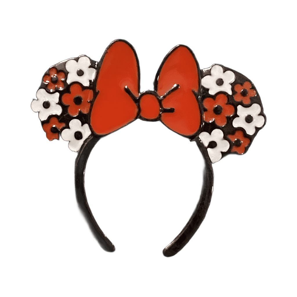 Red & White Flower ears with Red Bow Disney pin