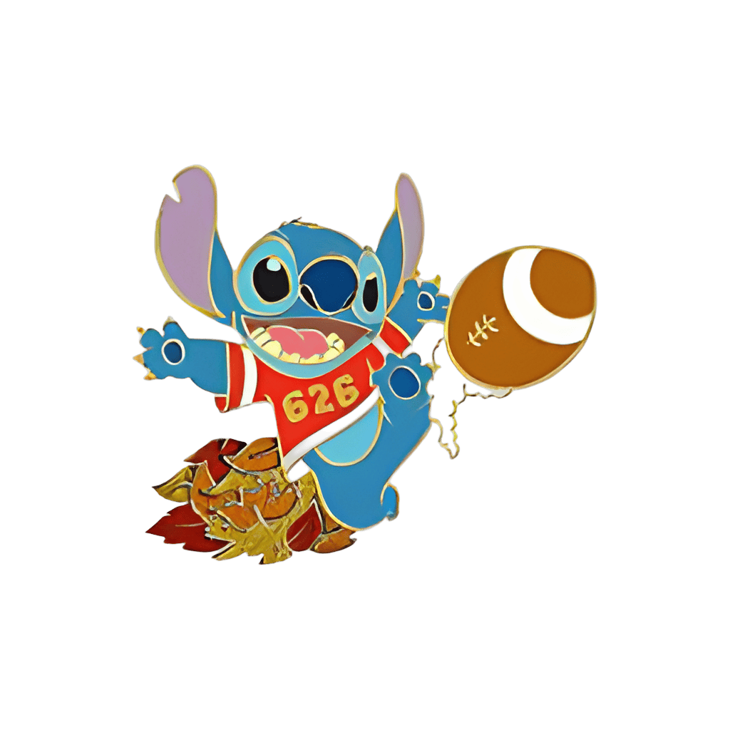 Stitch Kicking a Football Disney pin