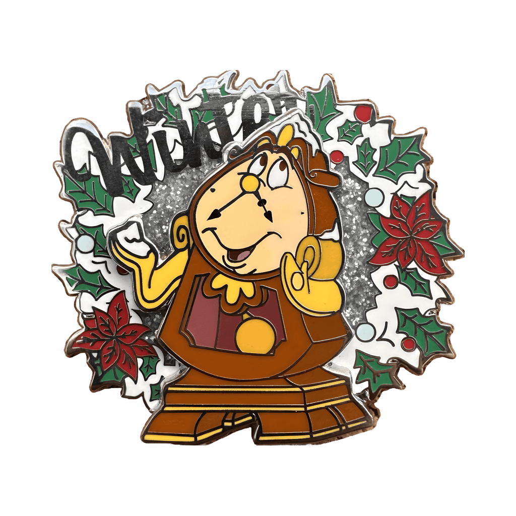 2022 Cogsworth with Poinsettia-and-Holly Wreath Disney pin