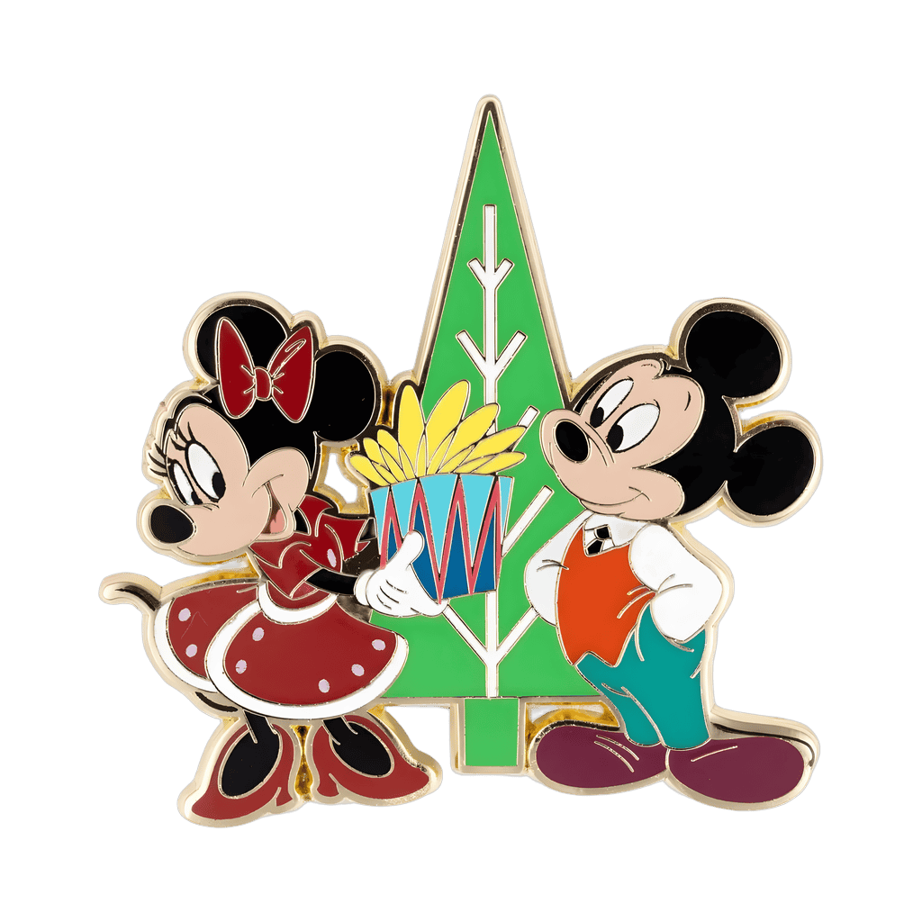 Retro Holiday Mickey and Minnie Mouse Disney pin