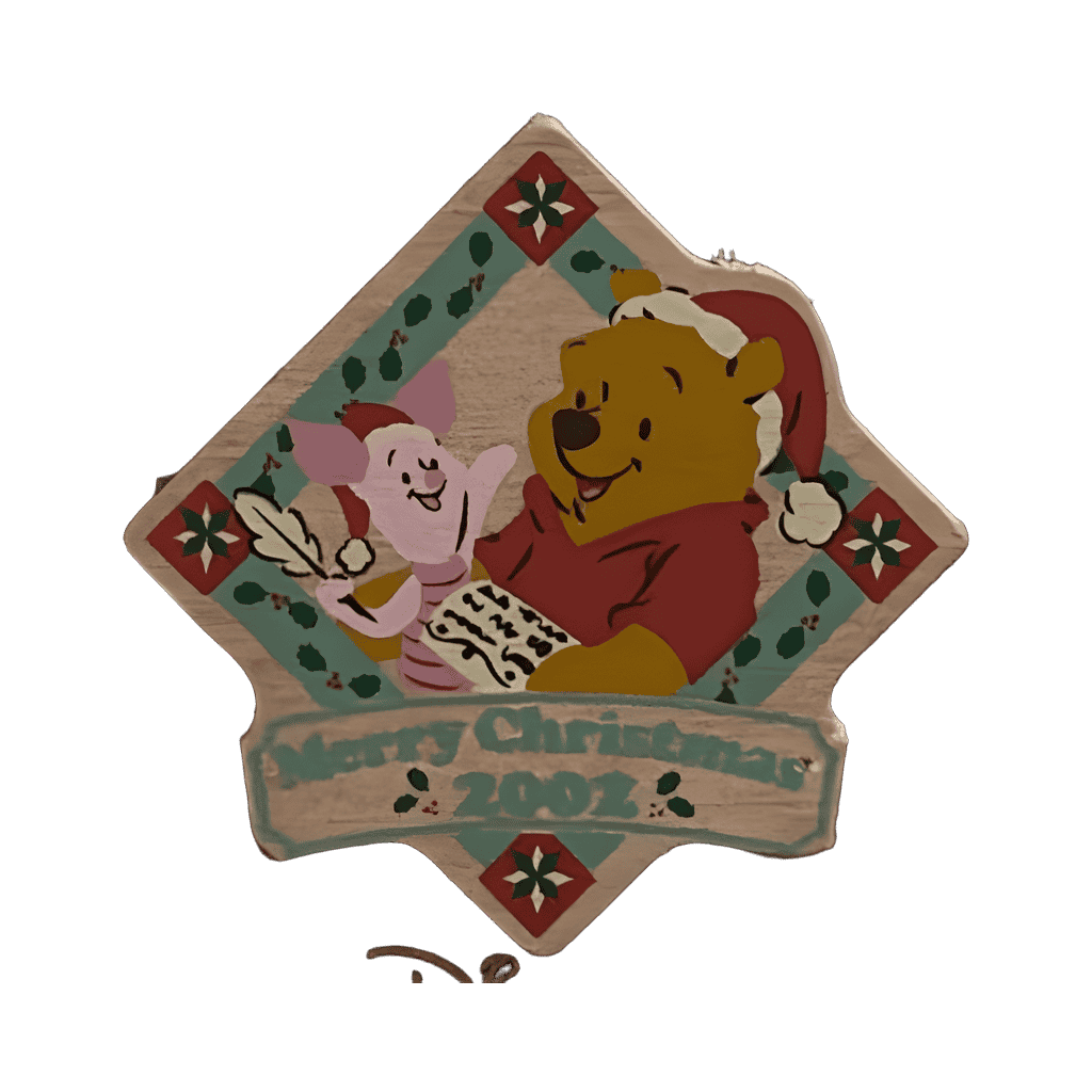 Wooden Christmas Pooh and Piglet Disney pin