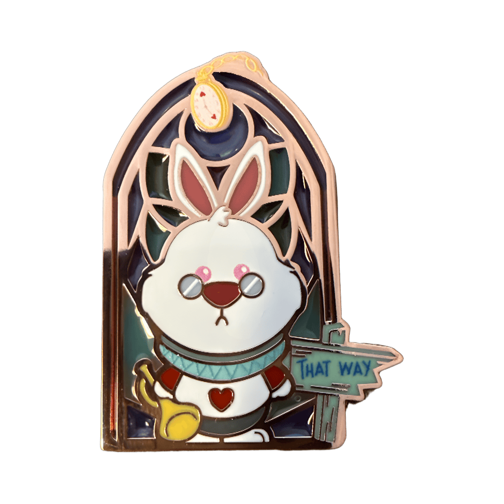 White rabbit stained glass Disney pin
