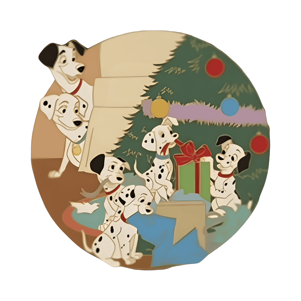Pongo, Perdita and puppies Christmas morning Disney pin