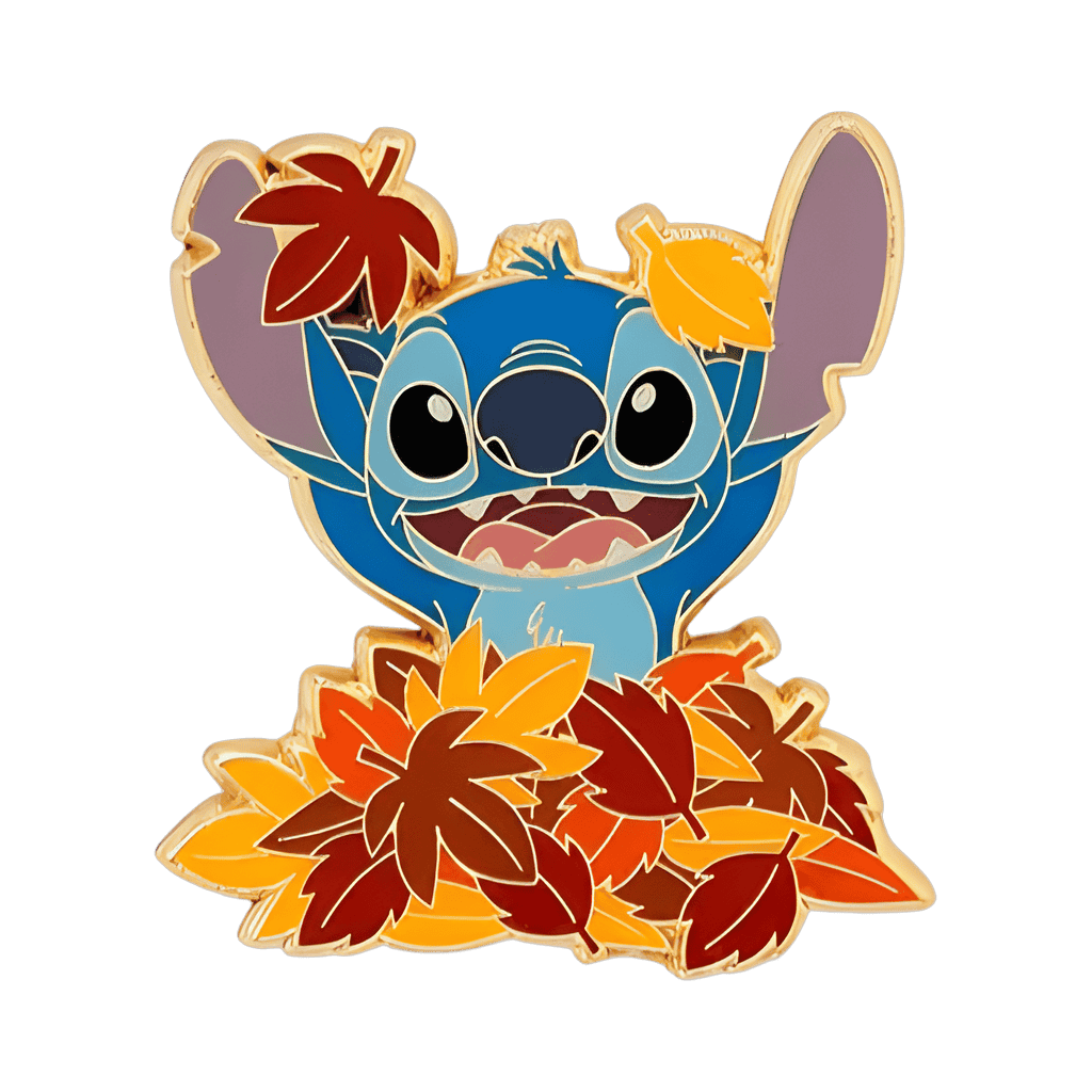 Stitch in Pile of Leaves Disney pin
