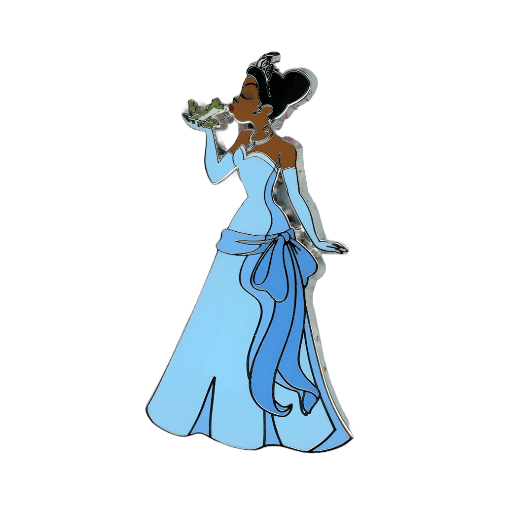 Tiana in Blue Dress Kissing Frog Disney pin