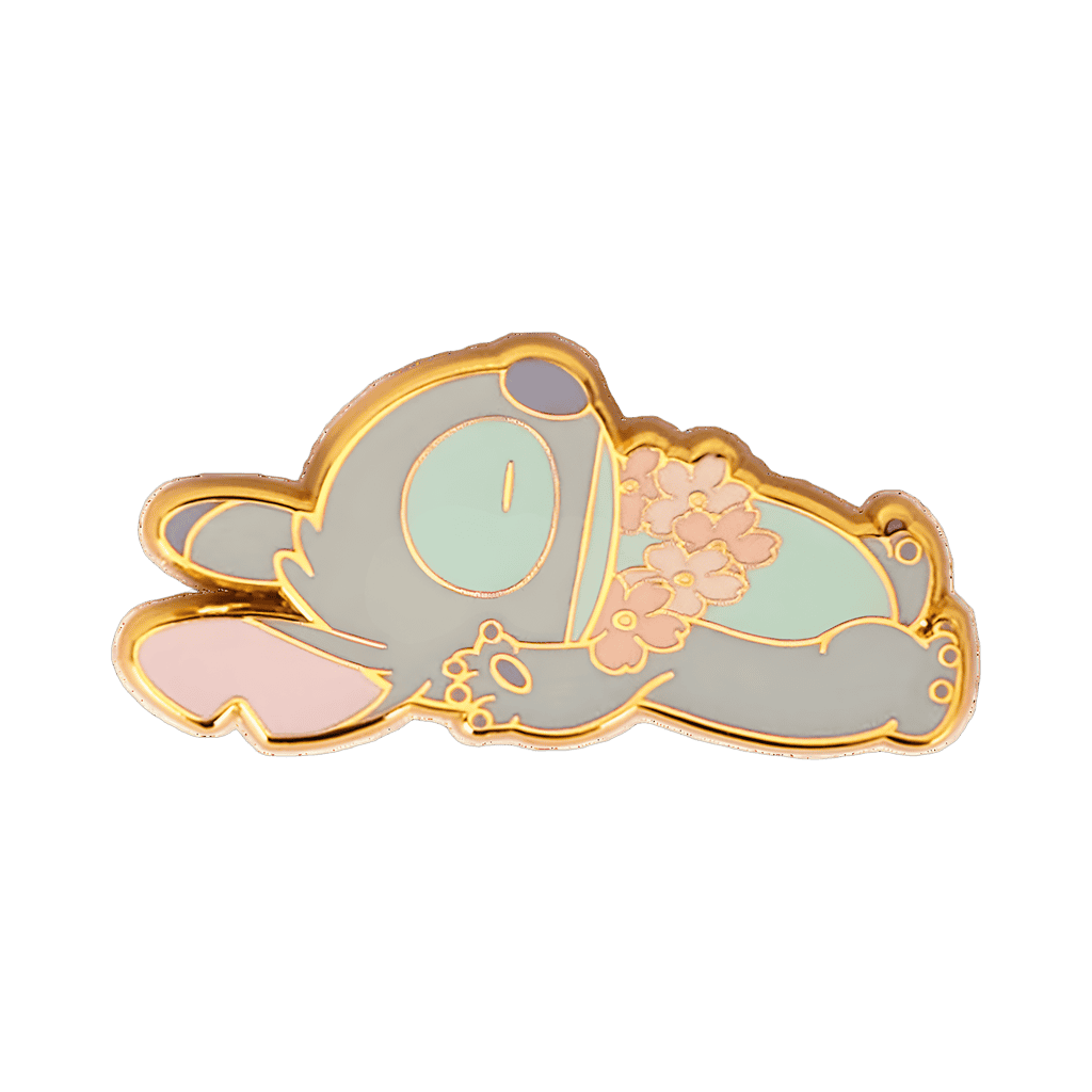 Stitch Laying Down with Cherry Blossom Lei Disney pin