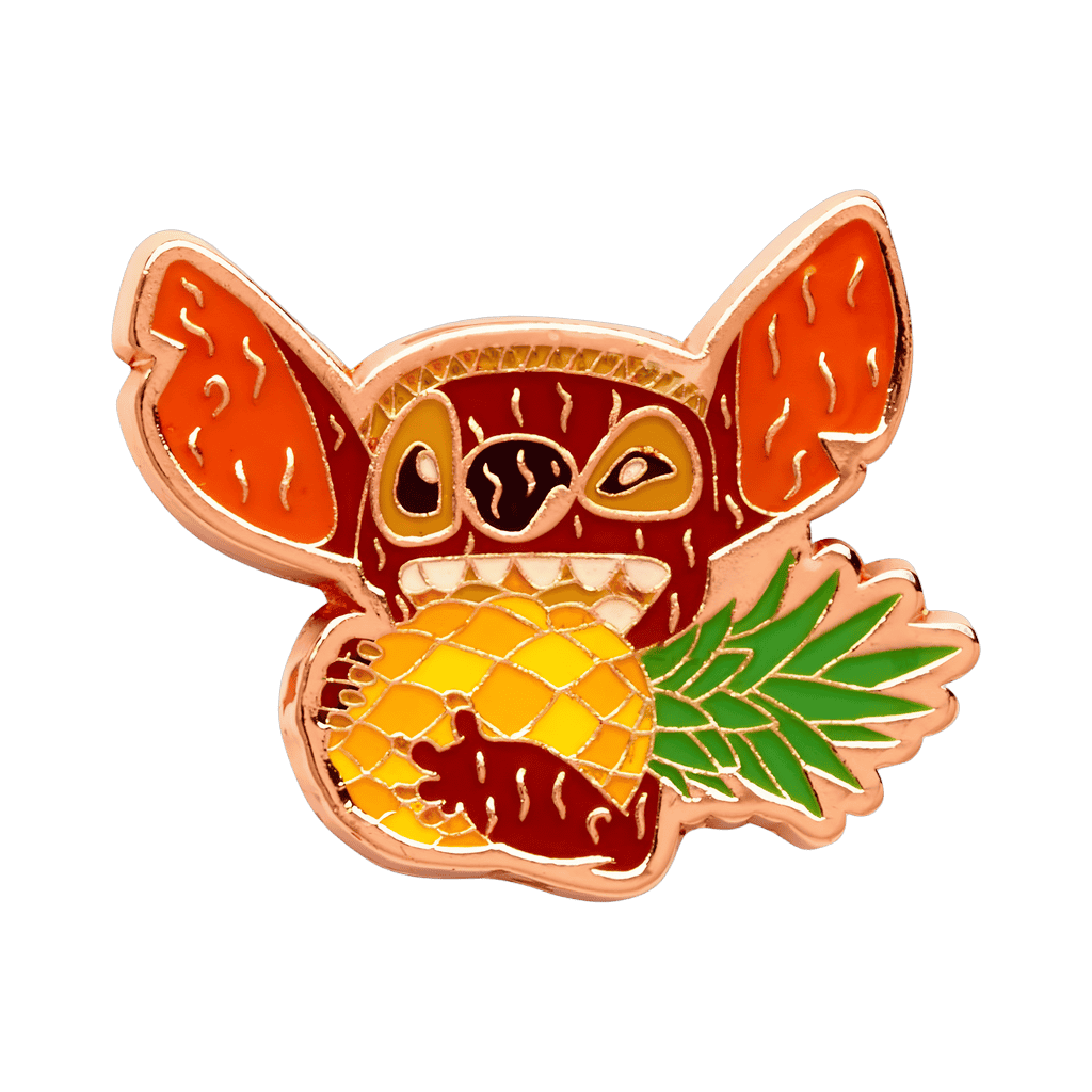 Tiki Stitch holding pineapple Disney pin