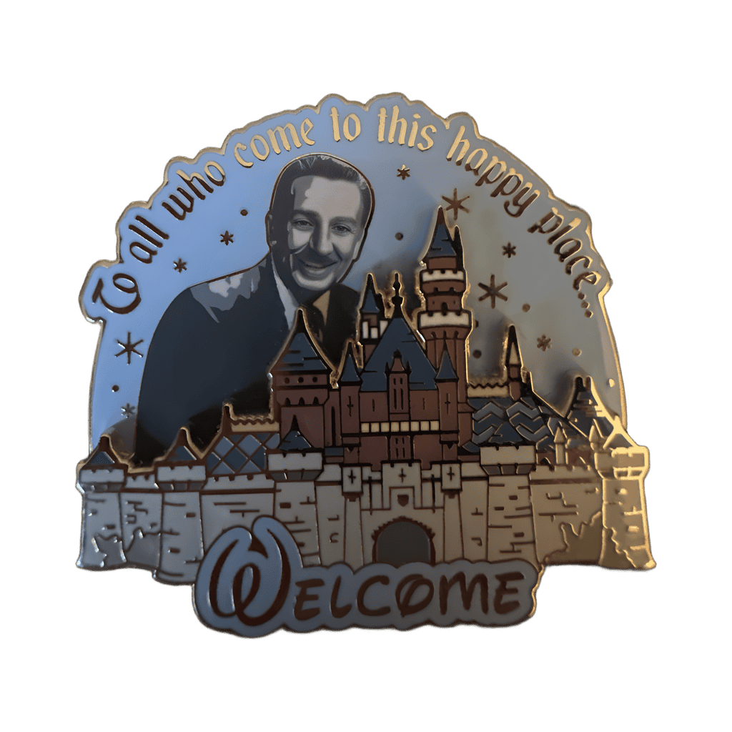 To All Who Come To This Happy Place... Welcome - Walt and Sleeping Beauty Castle Disney pin
