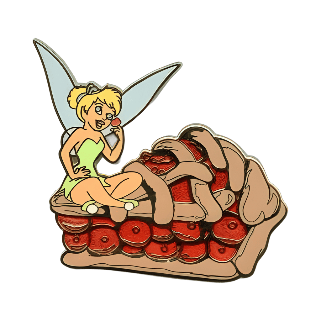 Tinker Bell sitting on Cherry Pie Disney pin